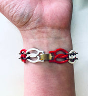 Vintage Bracelet, Metal Bracelet, Small Bracelet, Red Jewelry, White Bracelet, Link Bracelet, Chain Bracelet, Vintage Jewelry, Chain Link