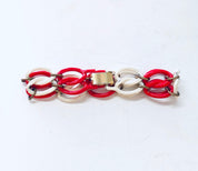 Vintage Bracelet, Metal Bracelet, Small Bracelet, Red Jewelry, White Bracelet, Link Bracelet, Chain Bracelet, Vintage Jewelry, Chain Link
