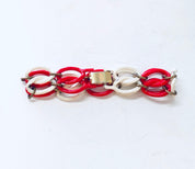 Vintage Bracelet, Metal Bracelet, Small Bracelet, Red Jewelry, White Bracelet, Link Bracelet, Chain Bracelet, Vintage Jewelry, Chain Link