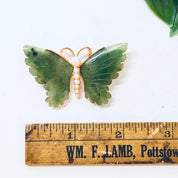 Vintage Brooch, Butterfly Brooch, Gold Toned Brooch, Butterfly Jewelry, Vintage Jewelry, Faux Pearl Brooch, Green Jade, Jade Jewelry, Pin