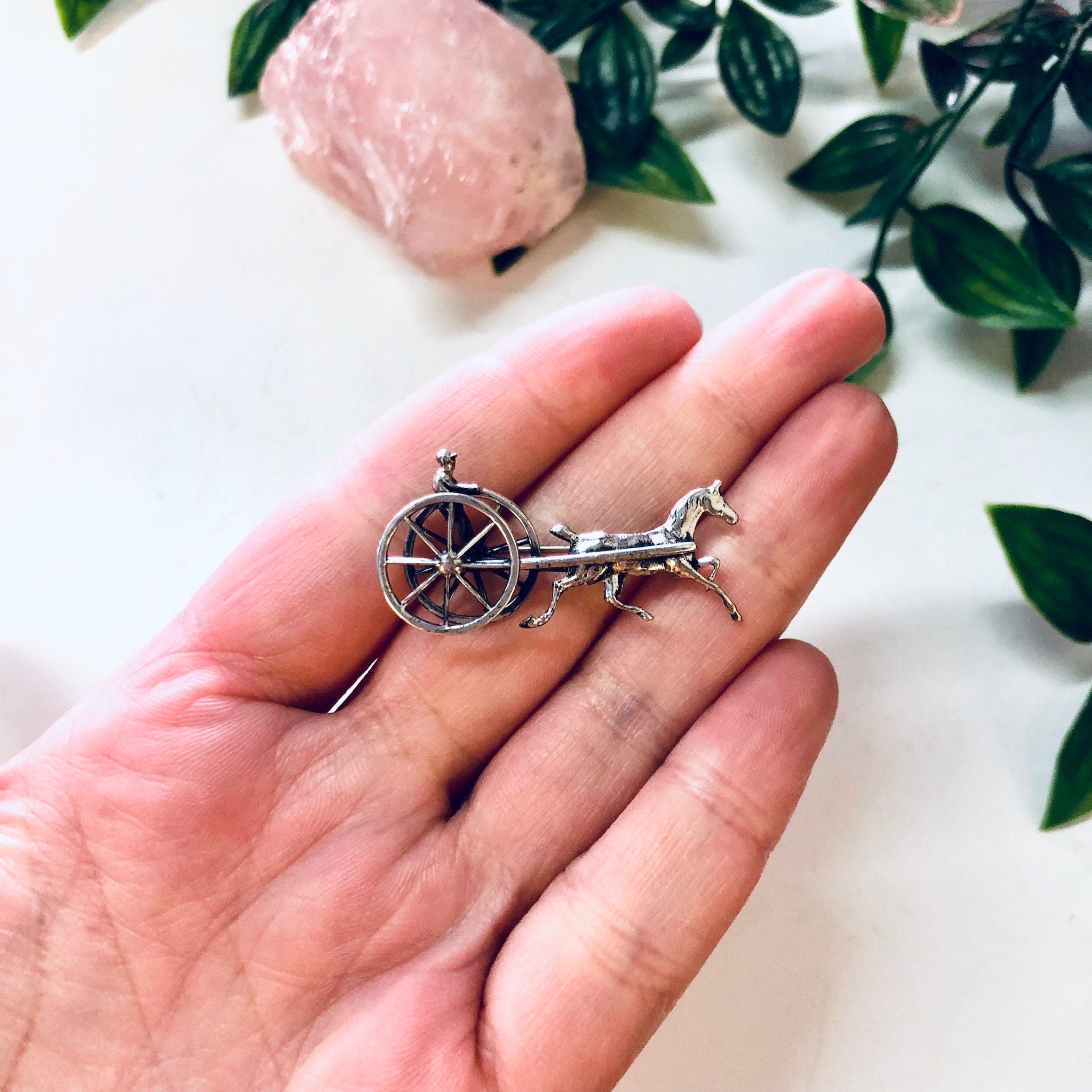 Vintage Brooch, Vintage Pin, Horse and Carriage, Animal Jewelry, Vintage Jewelry, Silver Brooch, Small Pin, Buggy Brooch, Cute Jewelry, 925