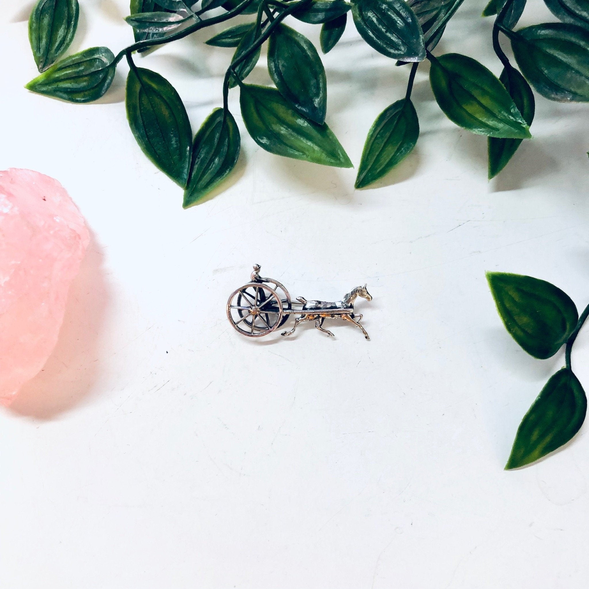 Vintage Brooch, Vintage Pin, Horse and Carriage, Animal Jewelry, Vintage Jewelry, Silver Brooch, Small Pin, Buggy Brooch, Cute Jewelry, 925