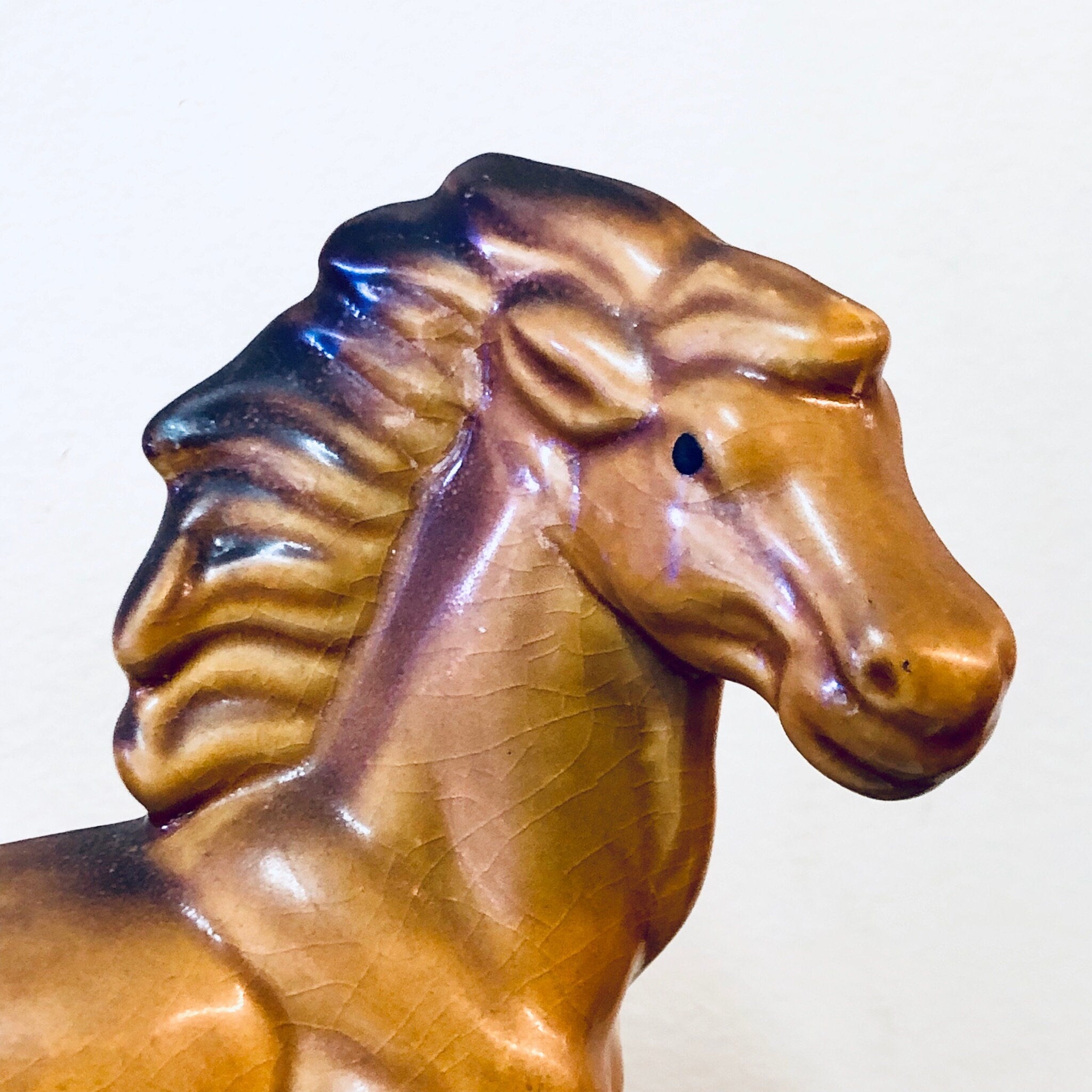 Vintage Horse Statue, Vintage Home Decor, Horse Decor, Statue, Mantlepiece, Animal Decor, Small Statue, Orange, Brown, Ceramic Horse, Pony