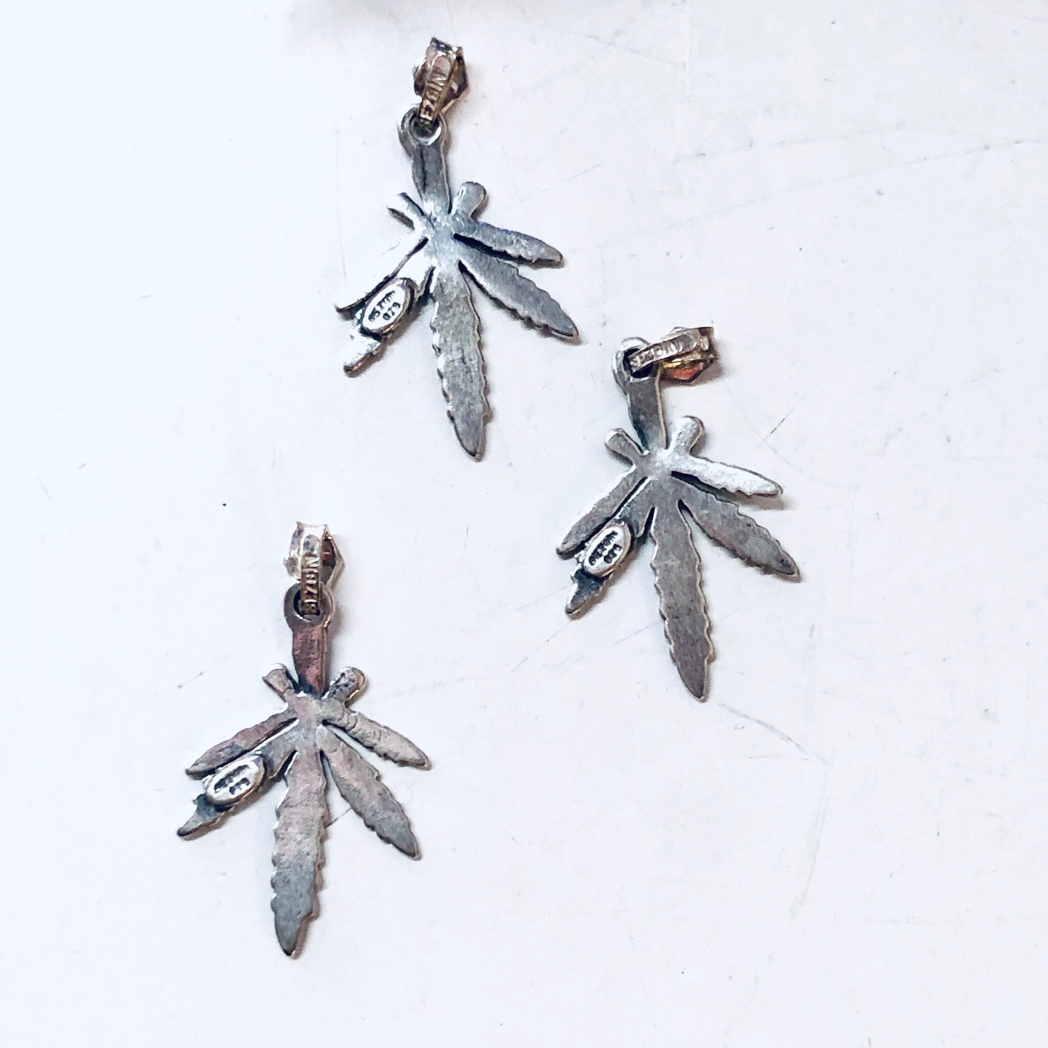 Vintage Silver Pendant, Vintage Jewelry, Weed Pendant, 420, Hippie Jewelry, Small Pendant, Boho Hippie Jewelry, Marijuana Pendant, Weed Leaf