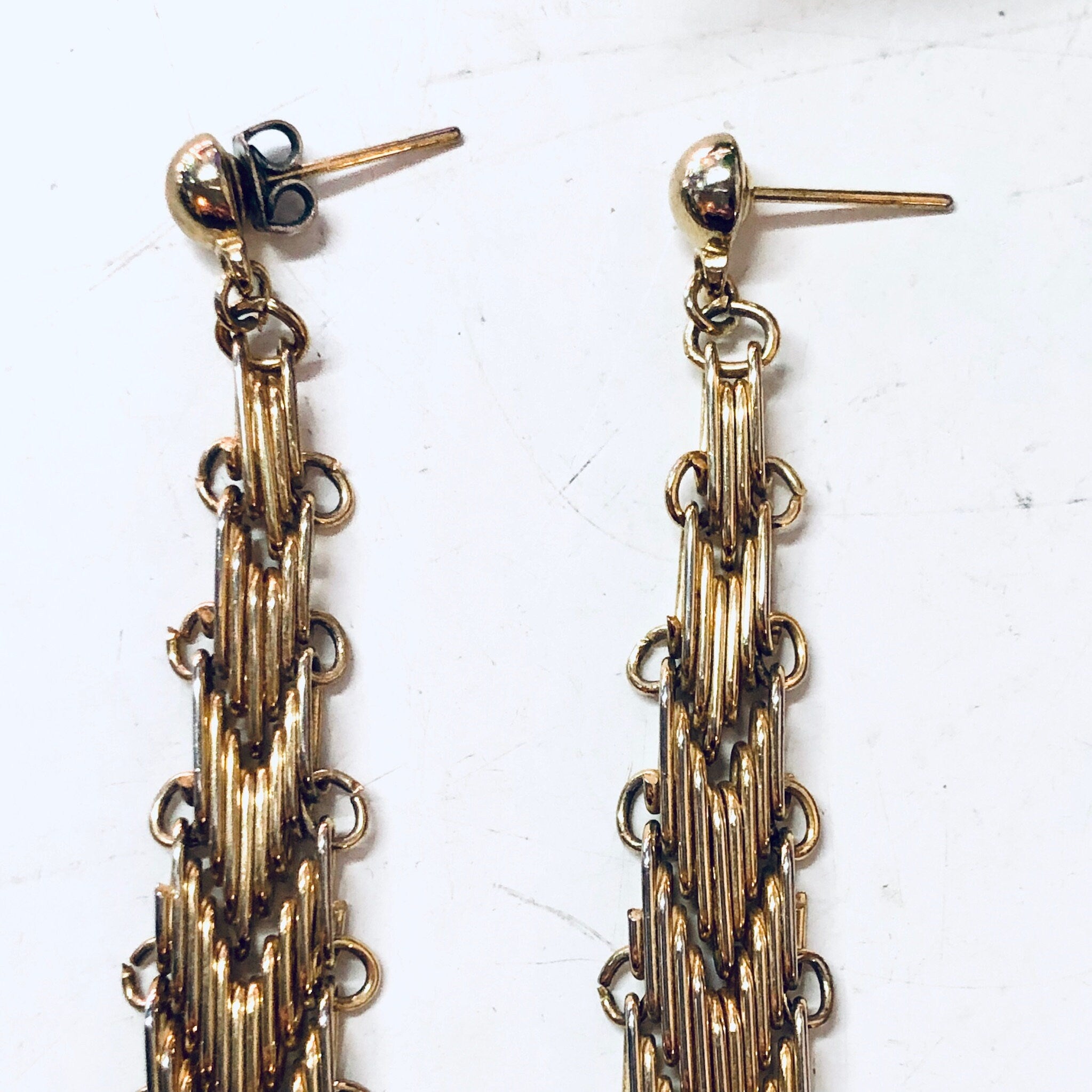Vintage Gold Toned Earrings, Dangle Earrings, Costume Jewelry, Unique Jewelry, Vintage Jewelry, V Shaped Earrings, Valentines Day Gift