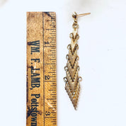 Vintage Gold Toned Earrings, Dangle Earrings, Costume Jewelry, Unique Jewelry, Vintage Jewelry, V Shaped Earrings, Valentines Day Gift