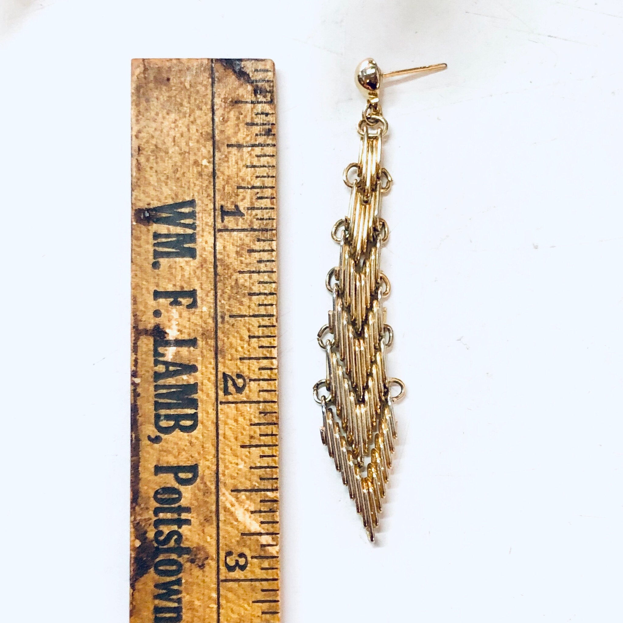 Vintage Gold Toned Earrings, Dangle Earrings, Costume Jewelry, Unique Jewelry, Vintage Jewelry, V Shaped Earrings, Valentines Day Gift