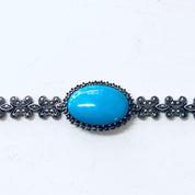 Vintage Bracelet, Turquoise Bracelet, Marcasite Jewelry, Silver Bracelet, Blue and Silver, Vintage Jewelry, Link Bracelet, Sparkly Jewelry