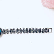 Vintage Bracelet, Turquoise Bracelet, Marcasite Jewelry, Silver Bracelet, Blue and Silver, Vintage Jewelry, Link Bracelet, Sparkly Jewelry