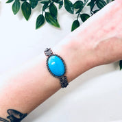 Vintage Bracelet, Turquoise Bracelet, Marcasite Jewelry, Silver Bracelet, Blue and Silver, Vintage Jewelry, Link Bracelet, Sparkly Jewelry