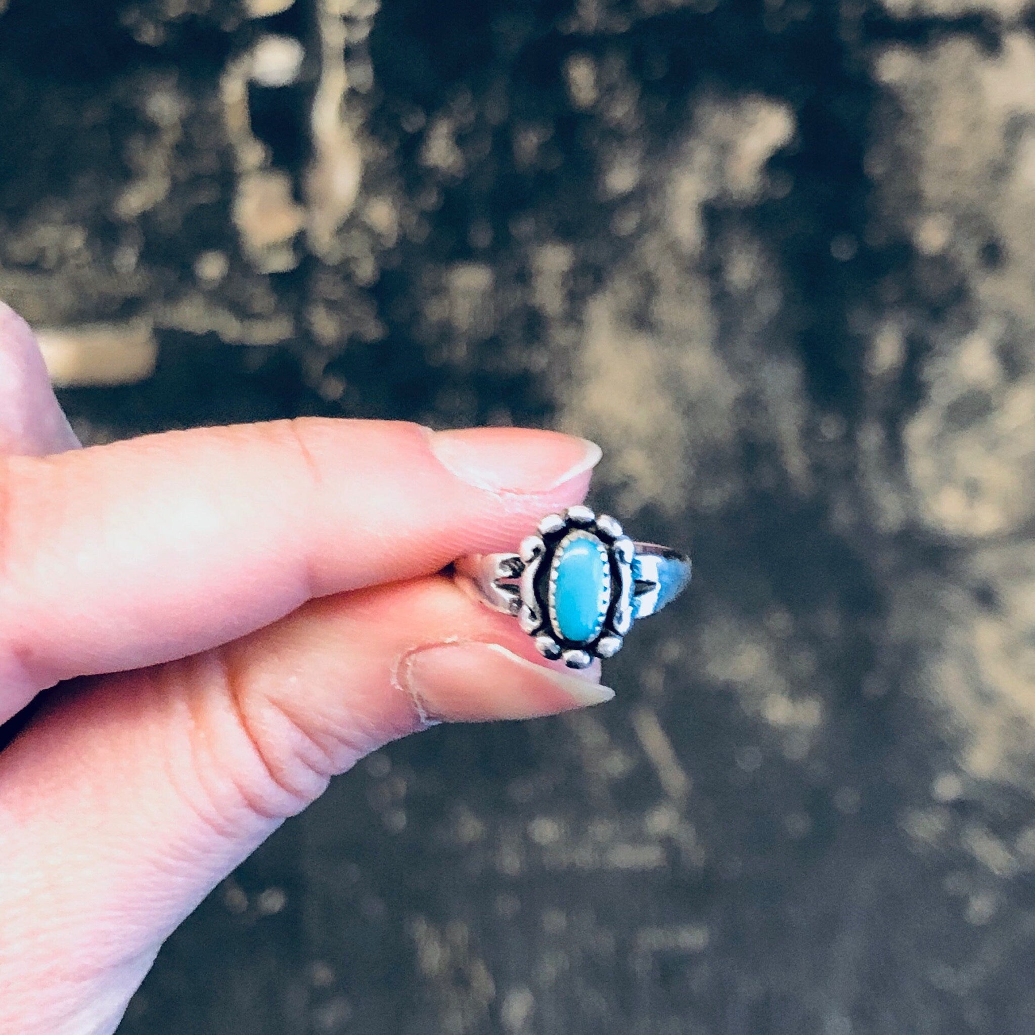 Vintage Silver Ring, Turquoise Ring, Small Ring, Pinky Ring, Vintage Jewelry, Southwestern Ring, Boho Style, Bohemian Jewelry, 925 Ring,