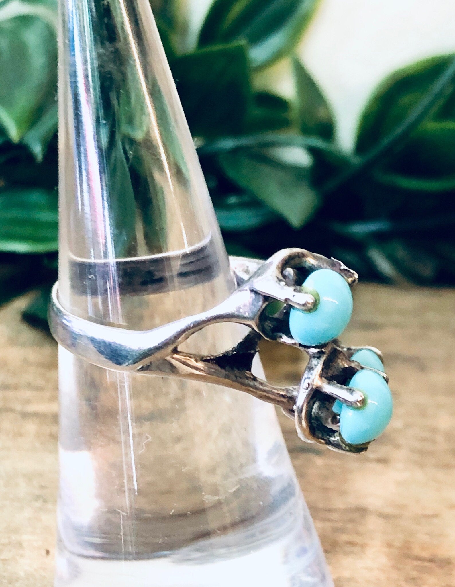 Vintage Silver Ring, Turquoise Ring, Turquoise Beads, Southwestern Ring, Vintage Jewelry, Unique Jewelry, Abstract Ring, 925 Ring, Blue Ring