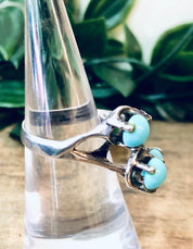 Vintage Silver Ring, Turquoise Ring, Turquoise Beads, Southwestern Ring, Vintage Jewelry, Unique Jewelry, Abstract Ring, 925 Ring, Blue Ring