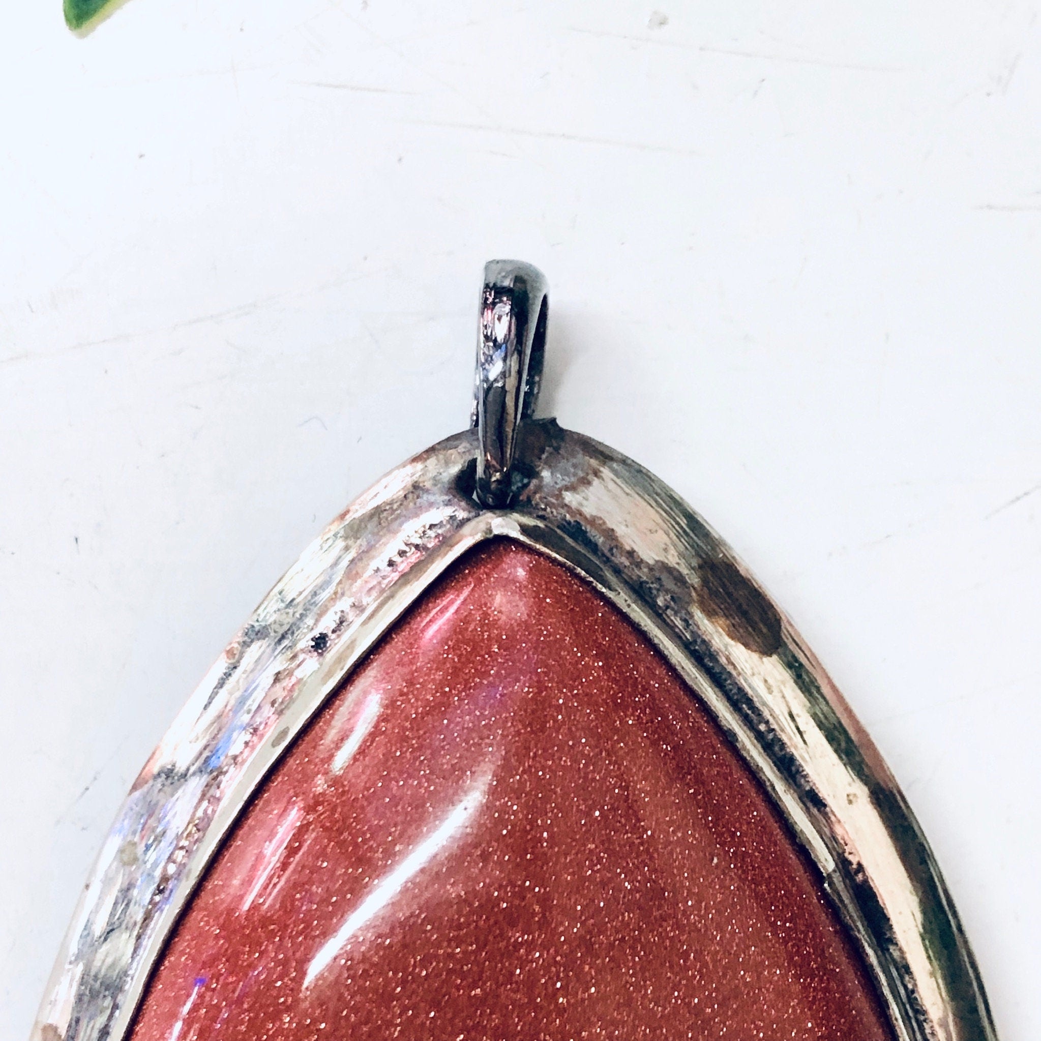 Large Pendant, Vintage Pendant, Vintage Necklace, Druzy Quartz, Metal Pendant, Polished Stone, Statement Jewelry, Sparkly Jewelry, Pendant