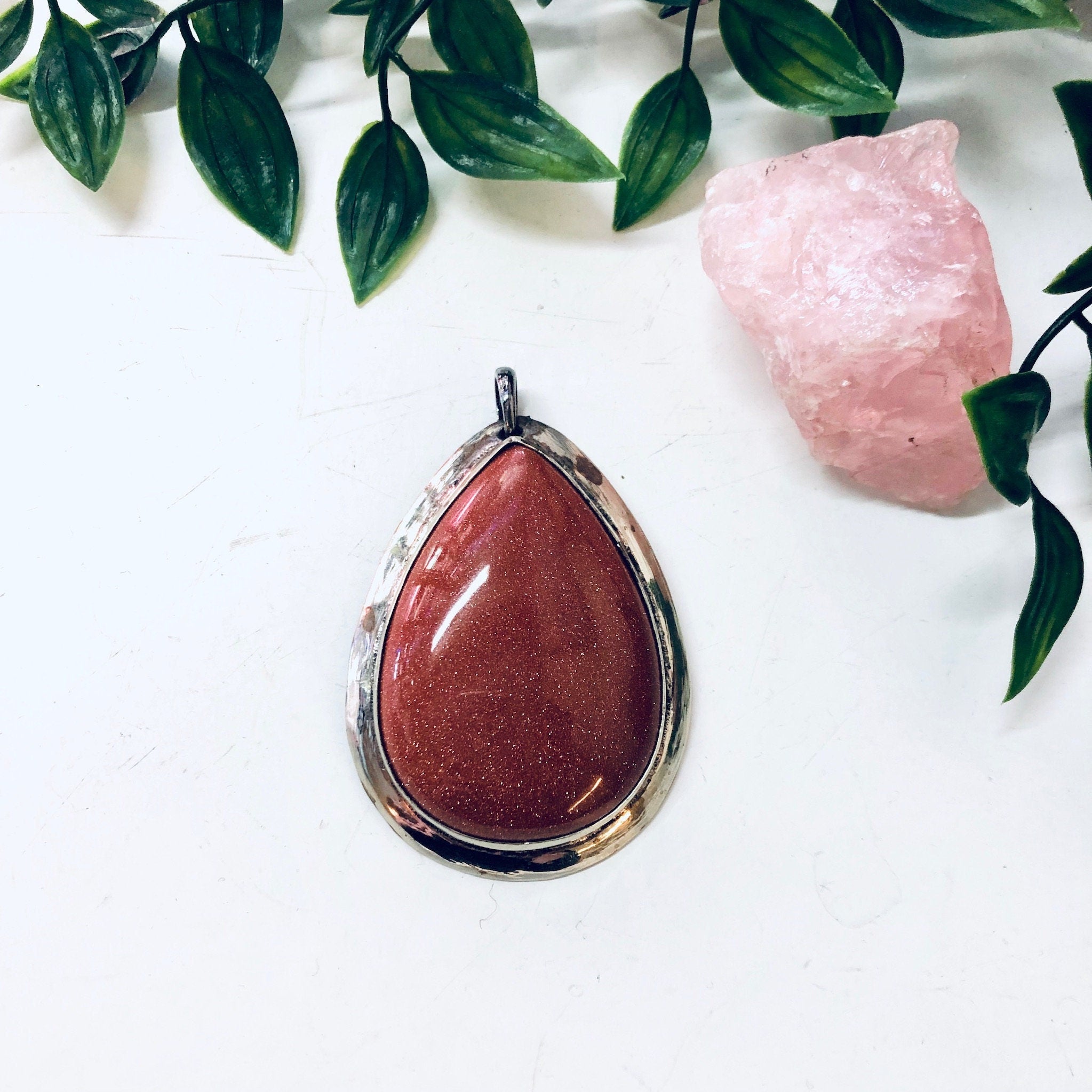 Large Pendant, Vintage Pendant, Vintage Necklace, Druzy Quartz, Metal Pendant, Polished Stone, Statement Jewelry, Sparkly Jewelry, Pendant