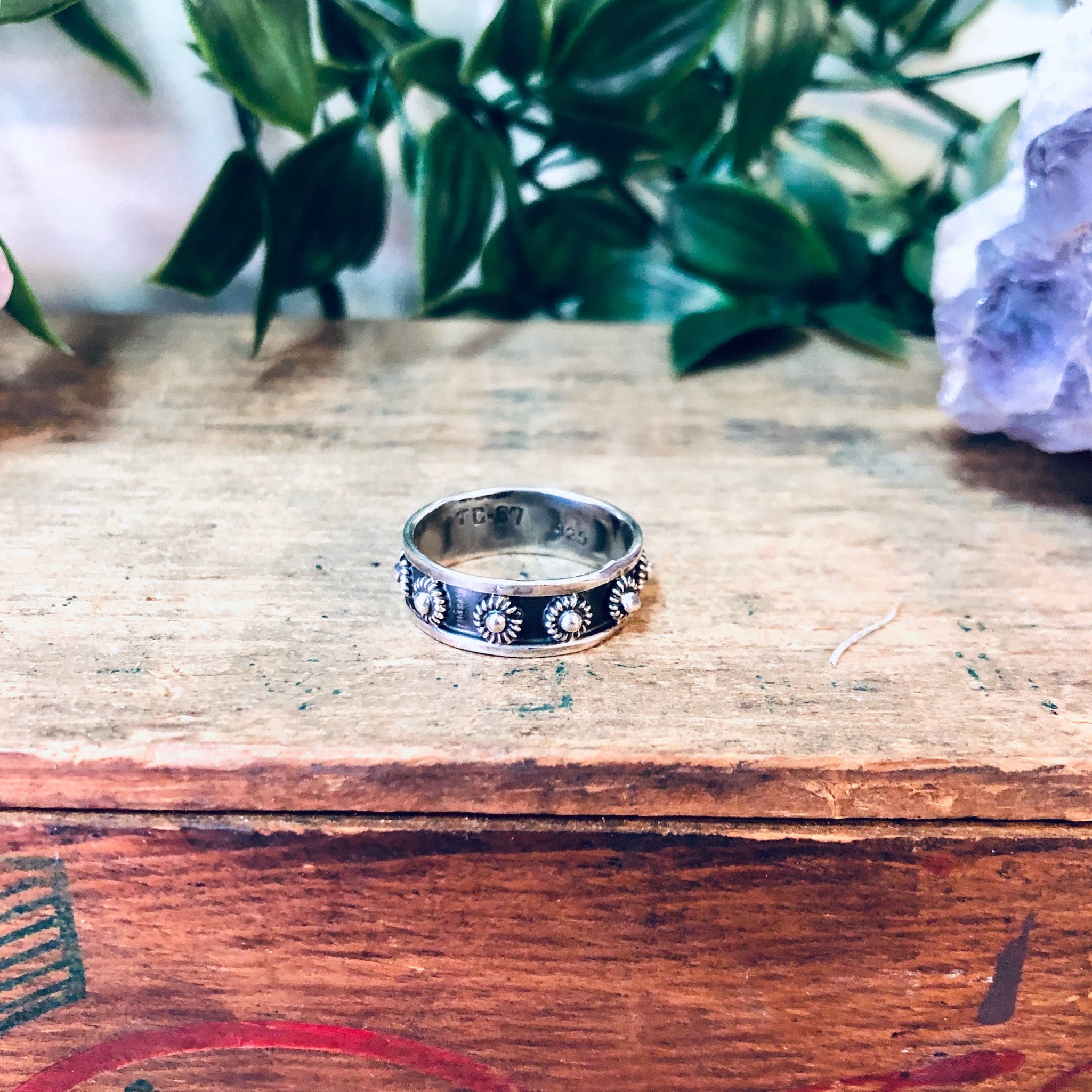 Vintage Silver Ring, Floral Ring, Flower Ring, Band Ring, Vintage Jewelry, Simple Ring, Minimalist Ring, Daisy Ring, Thin Band, Gift Idea