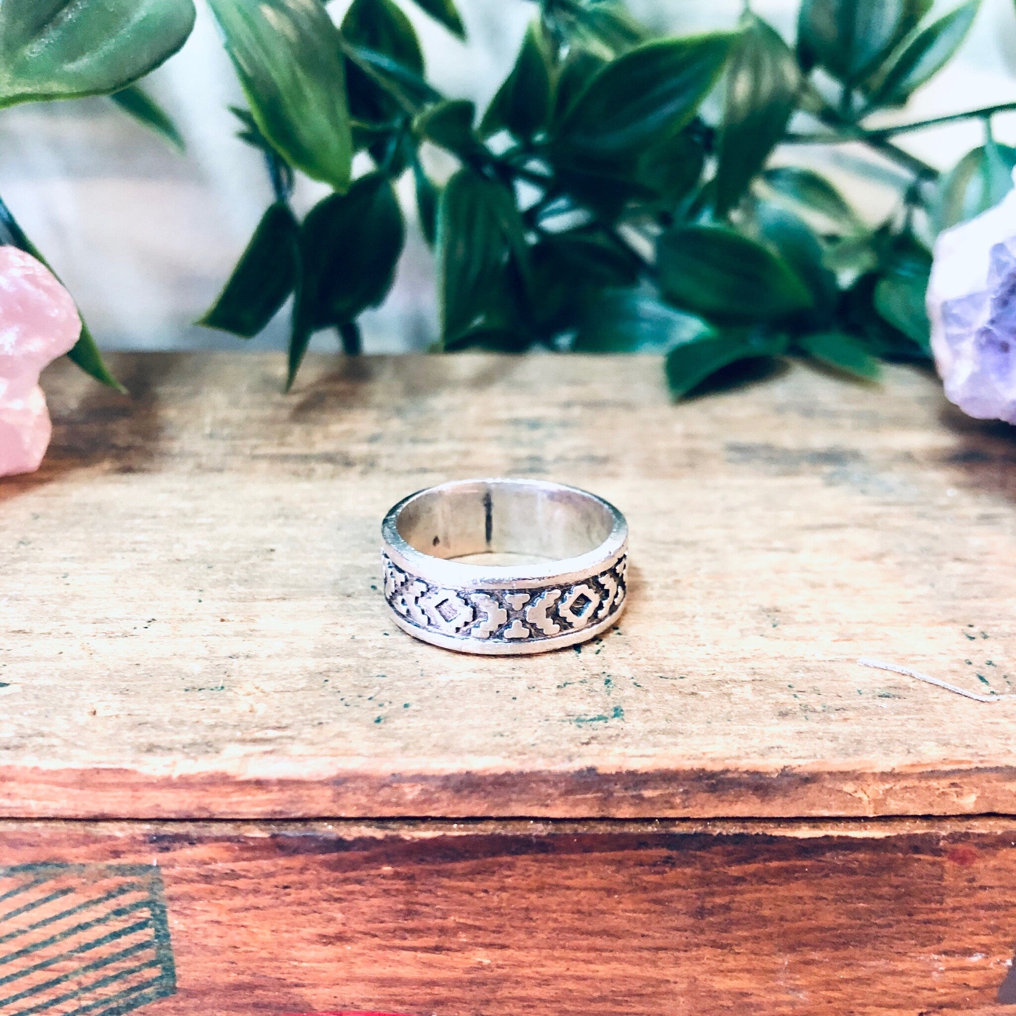 Vintage Silver Ring, Band Ring, Skinny Band, Unique Design Ring, Vintage Jewelry, Simple Jewelry, Boho Style, Bohemian Jewelry, Ring for Mom