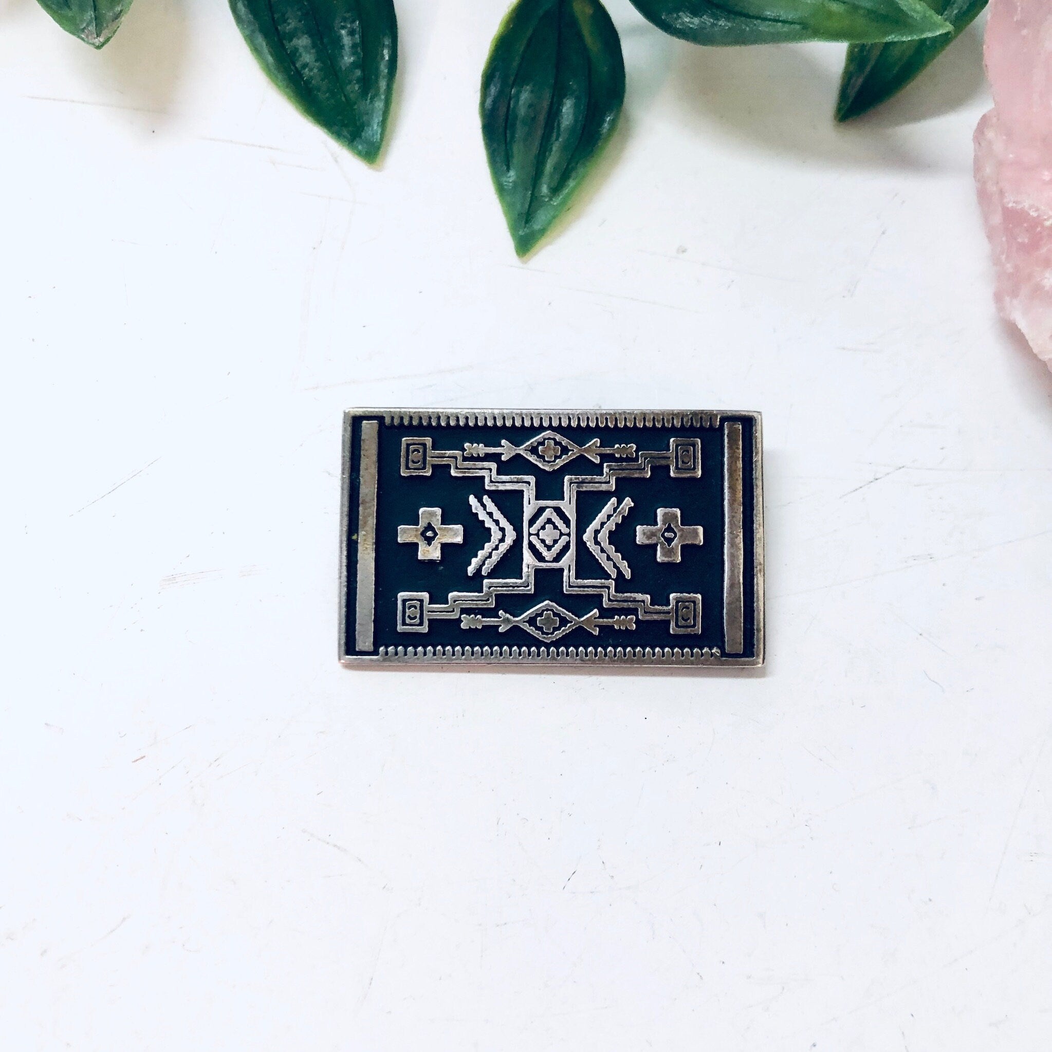 Vintage Brooch, Silver Brooch, Rug Brooch, Geometric Rub Pin, Vintage Pin, Vintage Jewelry, Small Pin, Unique Brooch, Mothers Day Gift, 925