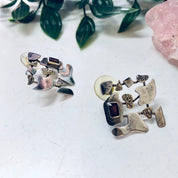 Vintage Earrings, Silver Earrings, Abstract Jewelry, Post Earrings, Pierced Ears, Amethyst Earrings, Unique Jewelry, Vintage Jewelry, 925