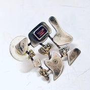Vintage Earrings, Silver Earrings, Abstract Jewelry, Post Earrings, Pierced Ears, Amethyst Earrings, Unique Jewelry, Vintage Jewelry, 925