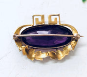 Vintage Gold Brooch, 10 Karat Gold Pin, 10K Yellow Gold, Amethyst Brooch, Vintage Pin, Vintage Jewelry, Unique Jewelry, Pearl Brooch, Purple