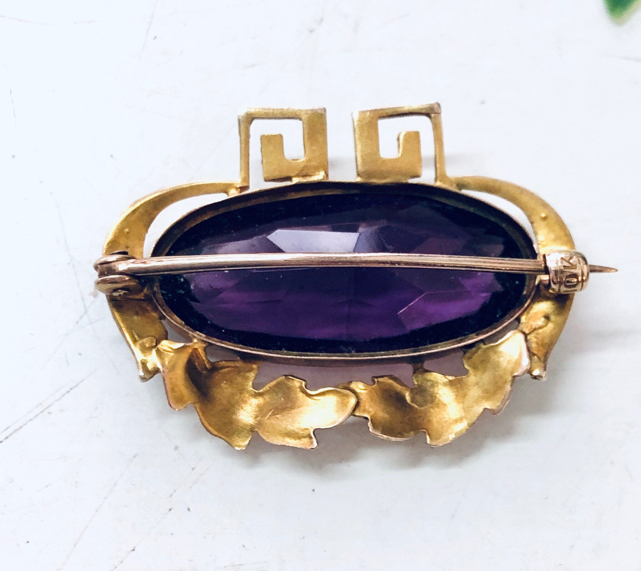 Vintage Gold Brooch, 10 Karat Gold Pin, 10K Yellow Gold, Amethyst Brooch, Vintage Pin, Vintage Jewelry, Unique Jewelry, Pearl Brooch, Purple