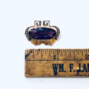 Vintage Gold Brooch, 10 Karat Gold Pin, 10K Yellow Gold, Amethyst Brooch, Vintage Pin, Vintage Jewelry, Unique Jewelry, Pearl Brooch, Purple