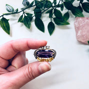 Vintage Gold Brooch, 10 Karat Gold Pin, 10K Yellow Gold, Amethyst Brooch, Vintage Pin, Vintage Jewelry, Unique Jewelry, Pearl Brooch, Purple