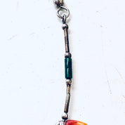 Vintage Silver Earrings, Toucan Earrings, Bird Jewelry, Malachite Earrings, Dangle Earrings, Pierced Ears, Perched Bird, Natural Stones, Red