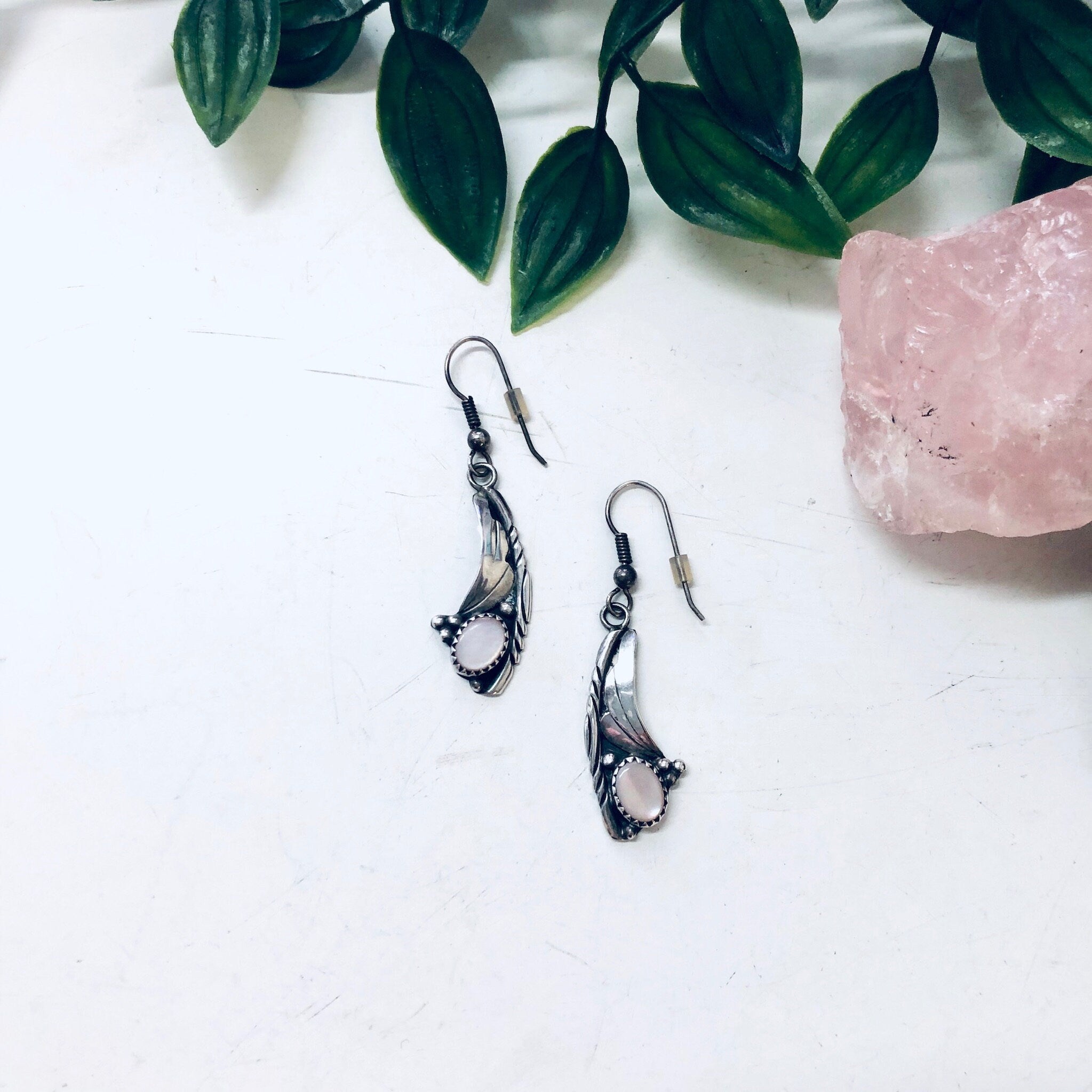 Vintage Earrings, Silver Earrings, Mother Of Pearl, Dangle Earrings, Southwestern Style, Bohemian Jewelry, Vintage Jewelry, Pierced Ears,