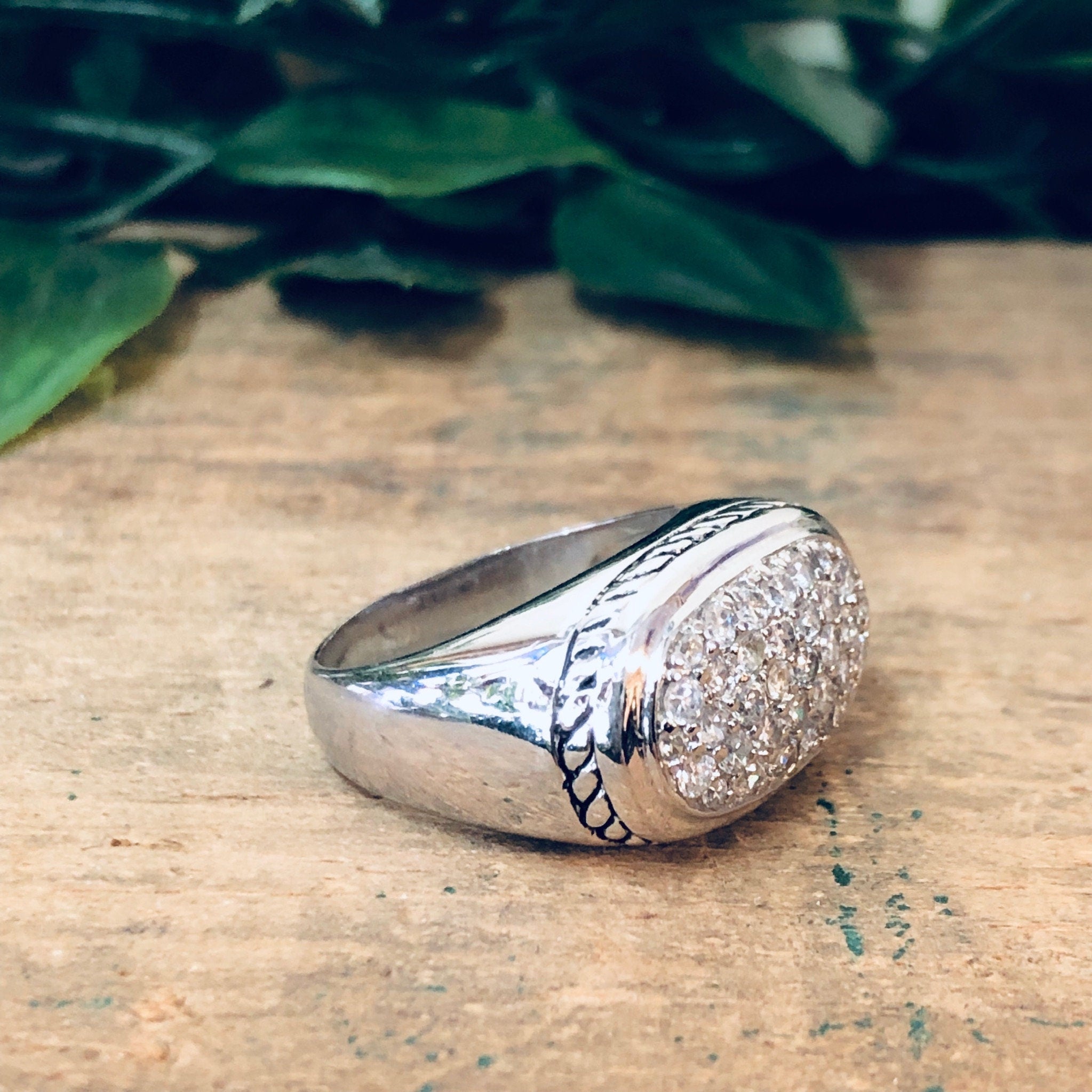 Vintage Silver Ring, Vintage Jewelry, Unique Ring, Faux Diamond Ring, Sparkly Jewelry, Unique Ring, Anniversary Gift, 925 Ring, Rope Design