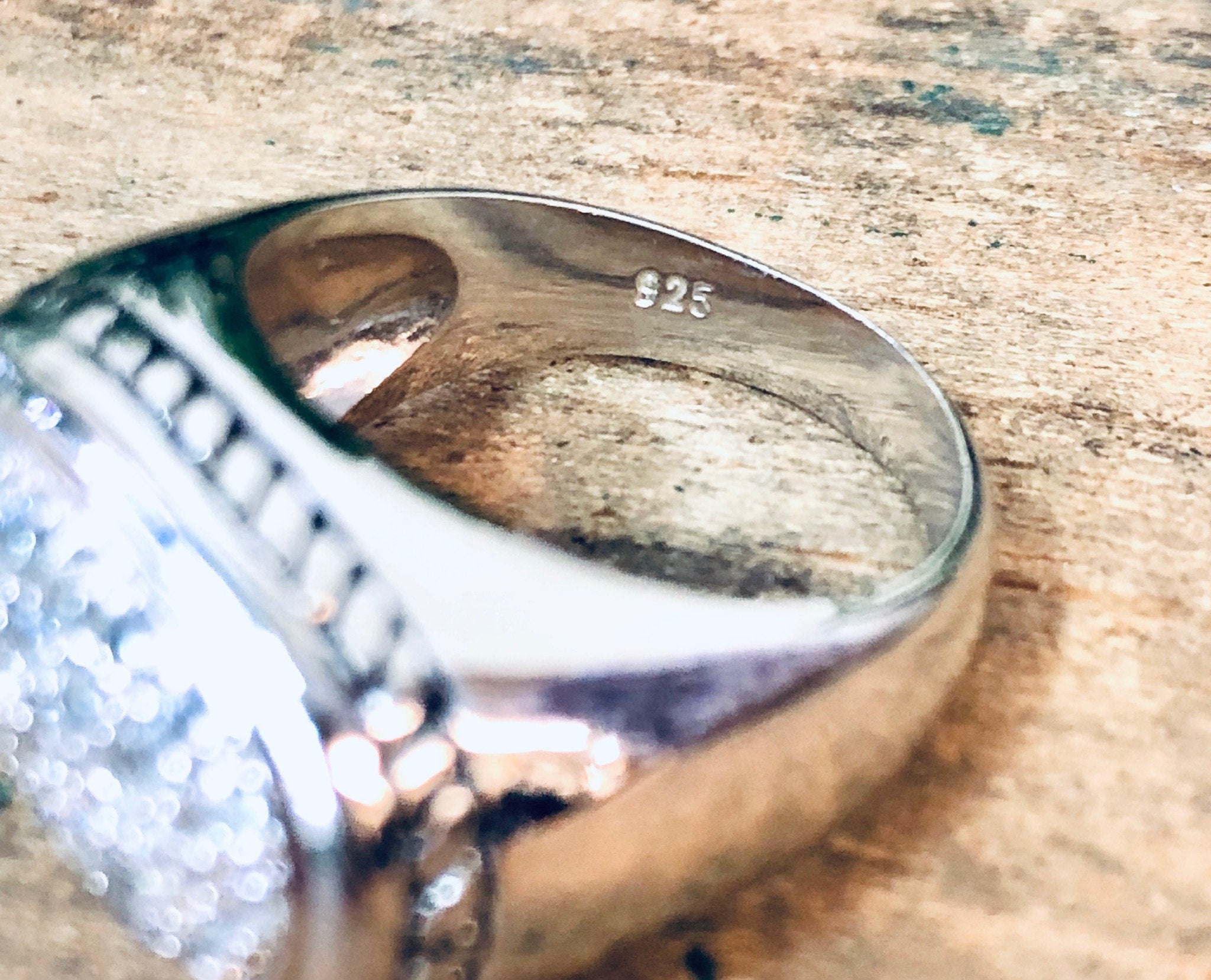 Vintage Silver Ring, Vintage Jewelry, Unique Ring, Faux Diamond Ring, Sparkly Jewelry, Unique Ring, Anniversary Gift, 925 Ring, Rope Design