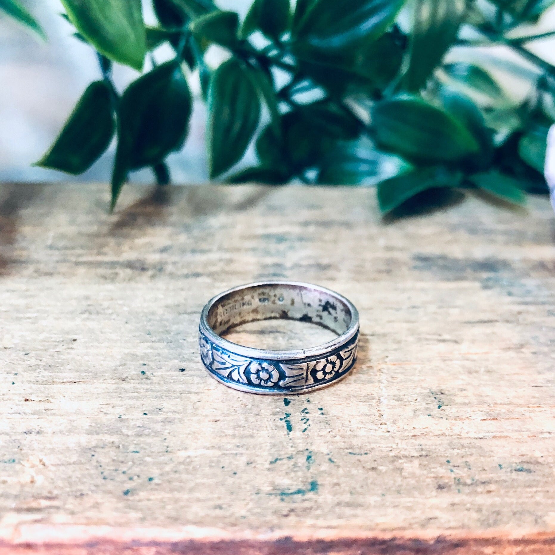 Vintage Silver Ring, Band Ring, Floral Band, Thin Band Ring, Skinny Band Ring, Wedding Band, Wedding Jewelry, Ring for Bride, 925 Ring
