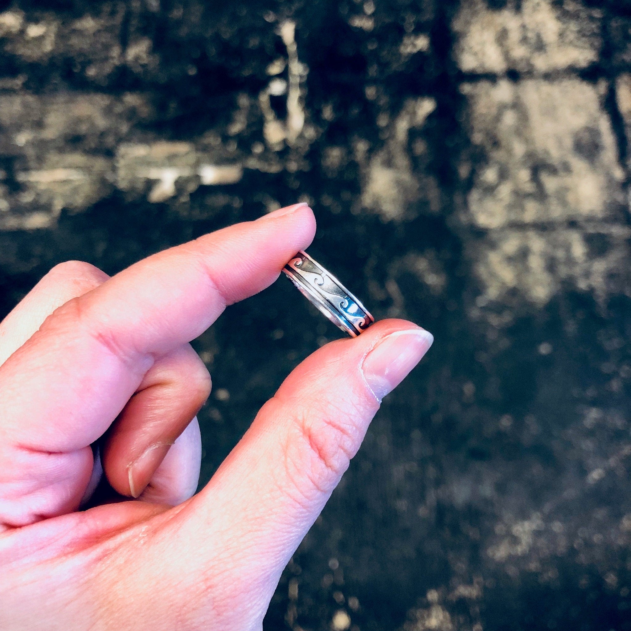 Vintage Silver Ring, Wave Ring, Vintage Jewelry, Band Ring, Thin Band, Simple Jewelry, Wavy Design, Ocean Lover, Ring for Surfer, 925 Ring
