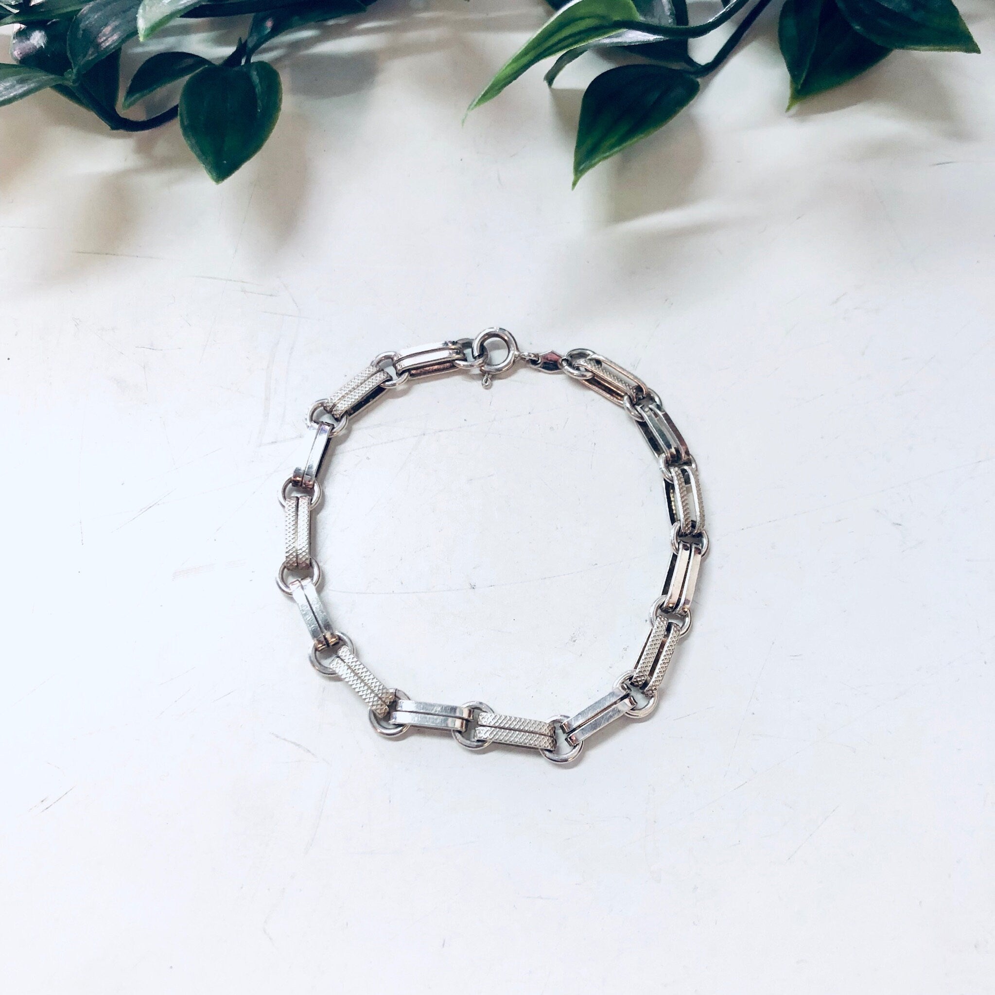 Vintage Silver Bracelet, Vintage Jewelry, Link Bracelet, Sterling Silver, Sleek Jewelry, Simple Bracelet, Anniversary Gift, Wedding Gift
