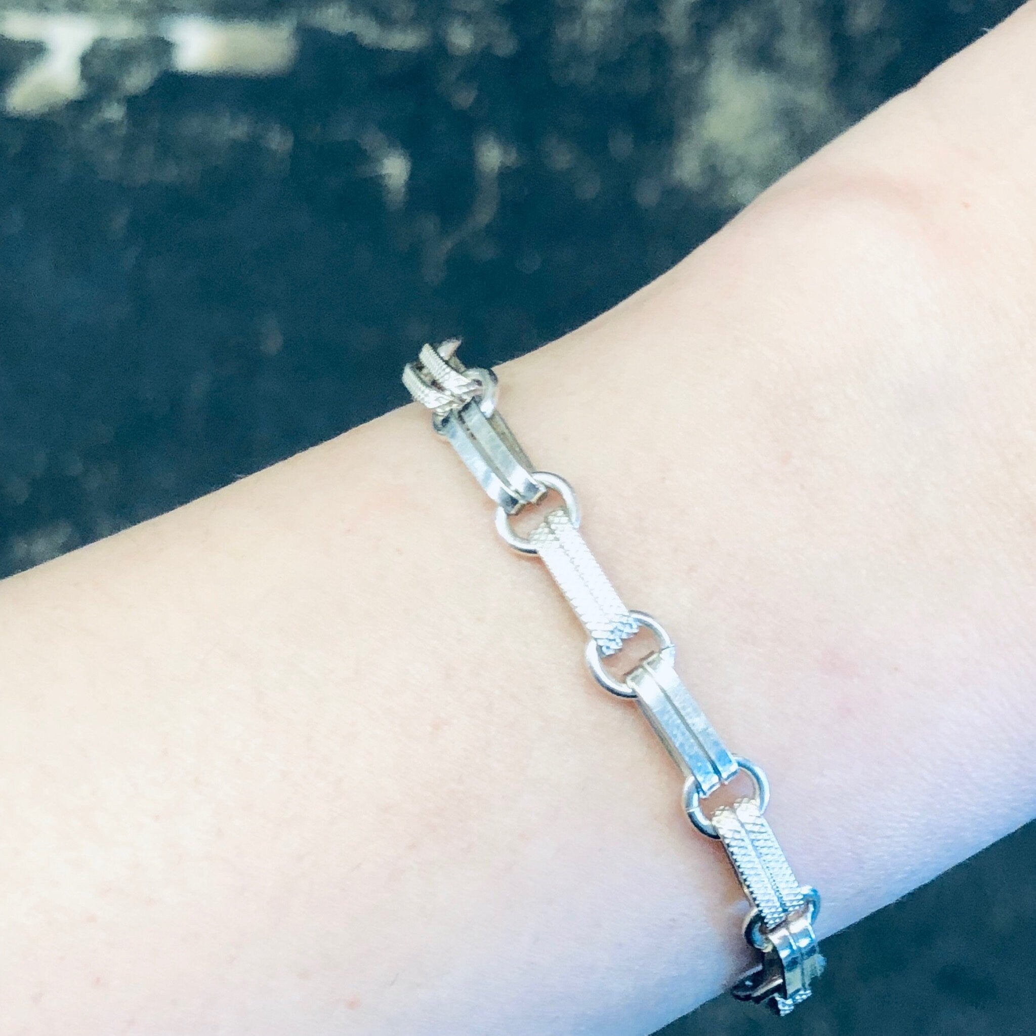 Vintage Silver Bracelet, Vintage Jewelry, Link Bracelet, Sterling Silver, Sleek Jewelry, Simple Bracelet, Anniversary Gift, Wedding Gift