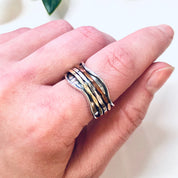 Vintage Silver Ring, Spinner Ring, Brass, Copper, Unique Jewelry, Meditation Ring, Ring for Anxiety, Statement Jewelry, Vintage Jewelry, 925