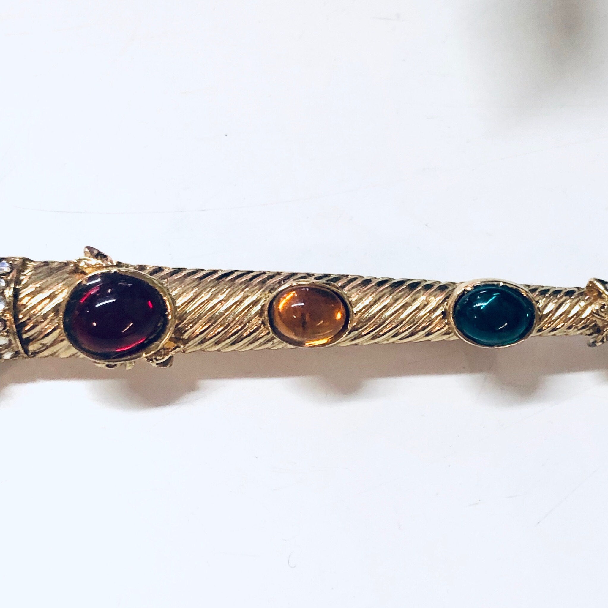 Vintage Dagger Brooch, Gold Toned Brooch, Gemstone Jewelry, Large Brooch, Sword Brooch, Purple, Red, Yellow, Green Gemstones, Dagger Jewelry