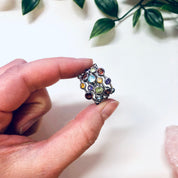 Vintage Silver Ring, Multi Band Ring, Multi Gem Ring, Statement Jewelry, Large Ring, 925 Ring, Purple, Blue, Red, Green, Yellow Gemstones,