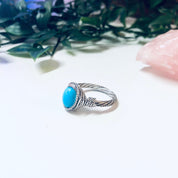 Vintage Silver Ring, Turquoise Ring, Unique Jewelry, Made in Vietnam, 925 Ring, Wire Wrap Ring, Blue and Silver, Blue Jewelry, Vintage Ring
