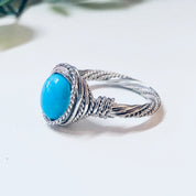 Vintage Silver Ring, Turquoise Ring, Unique Jewelry, Made in Vietnam, 925 Ring, Wire Wrap Ring, Blue and Silver, Blue Jewelry, Vintage Ring