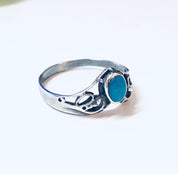 Vintage Silver Ring, Turquoise Ring, Stacking Ring, Stacker, Blue and Silver, V Shape Ring, 925 Ring, Vintage Jewelry, Boho Style, Bohemian