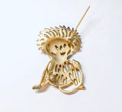 Vintage Lion Brooch, Gold Toned Brooch, Vintage Jewelry, Vintage Pin, Lion Jewelry, Animal Brooch, Green Gemstones, Unique Jewelry, Gold
