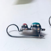 Vintage Silver Earrings, Turquoise Earrings, Coral Earrings, Dangle Earrings, Pierced Ears, Simple Jewelry, Southwestern Style, 925 Earrings