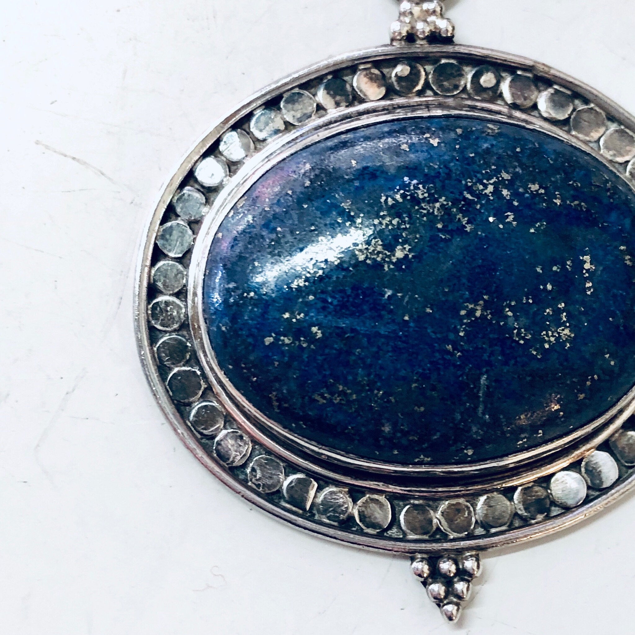 Vintage Silver Pendant, Blue Lapis Pendant, Blue Jewelry, Silver and Blue, Lapis Jewelry, Vintage Necklace, Lapis Lazuli, Vintage Jewelry