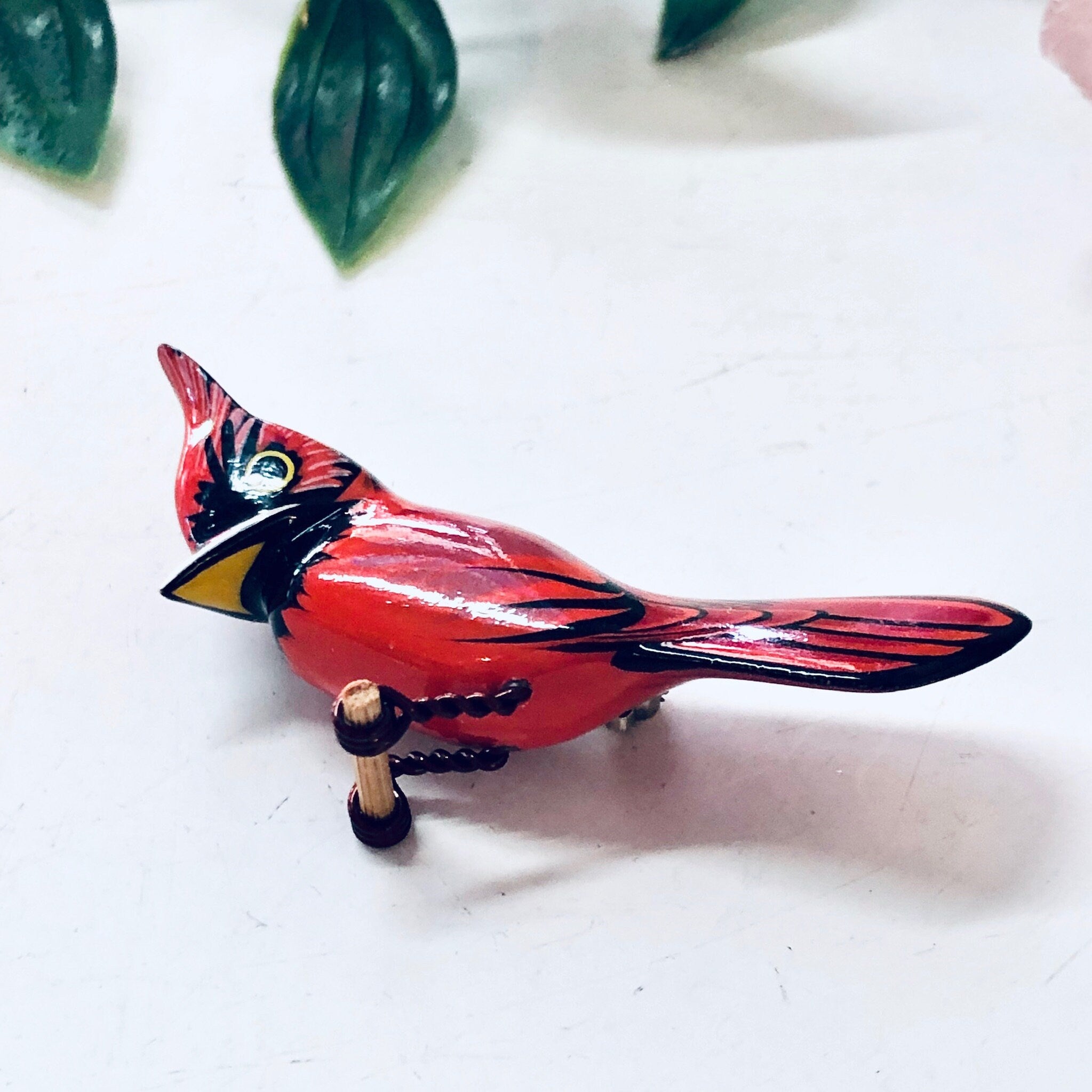 Vintage Brooch, Bird Brooch, Cardinal Pin, Vintage Jewelry, Red Cardinal, Bird Jewelry, Animal Jewelry, Small Pin, Bird Watcher, Perch Bird