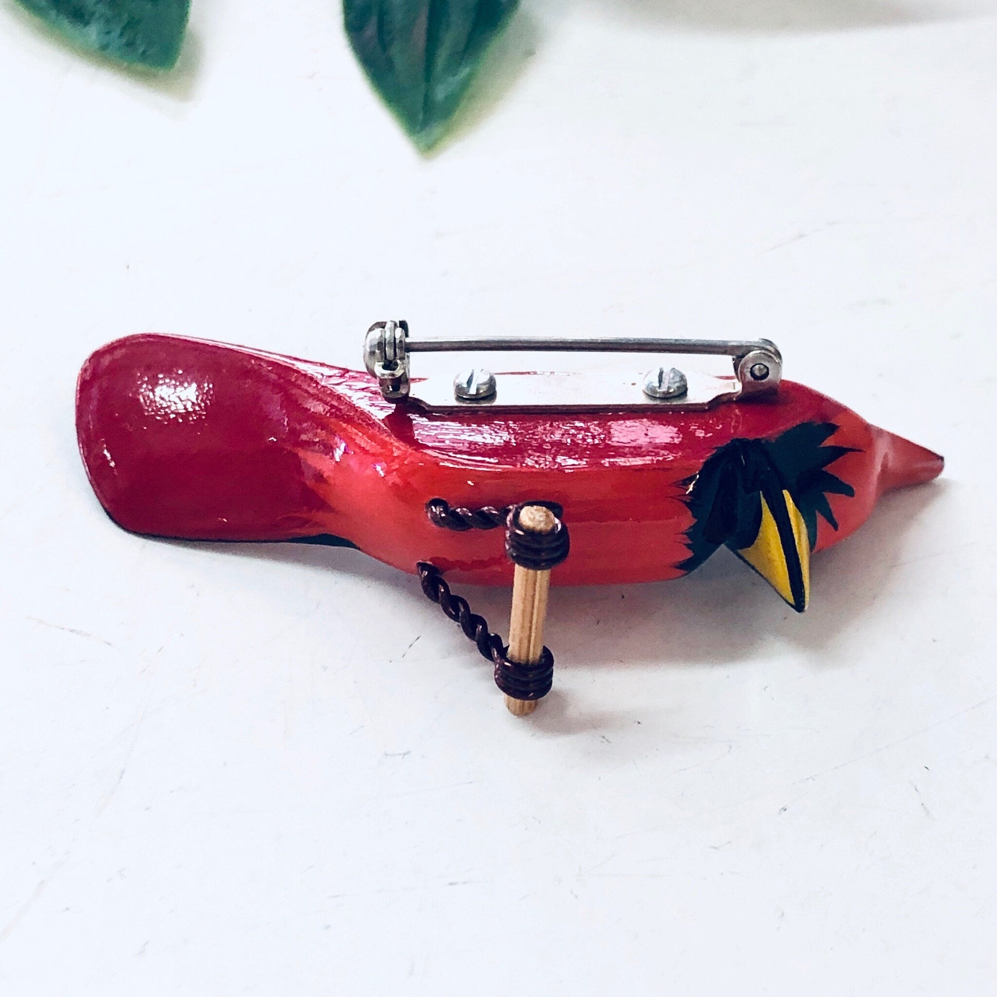 Vintage Brooch, Bird Brooch, Cardinal Pin, Vintage Jewelry, Red Cardinal, Bird Jewelry, Animal Jewelry, Small Pin, Bird Watcher, Perch Bird