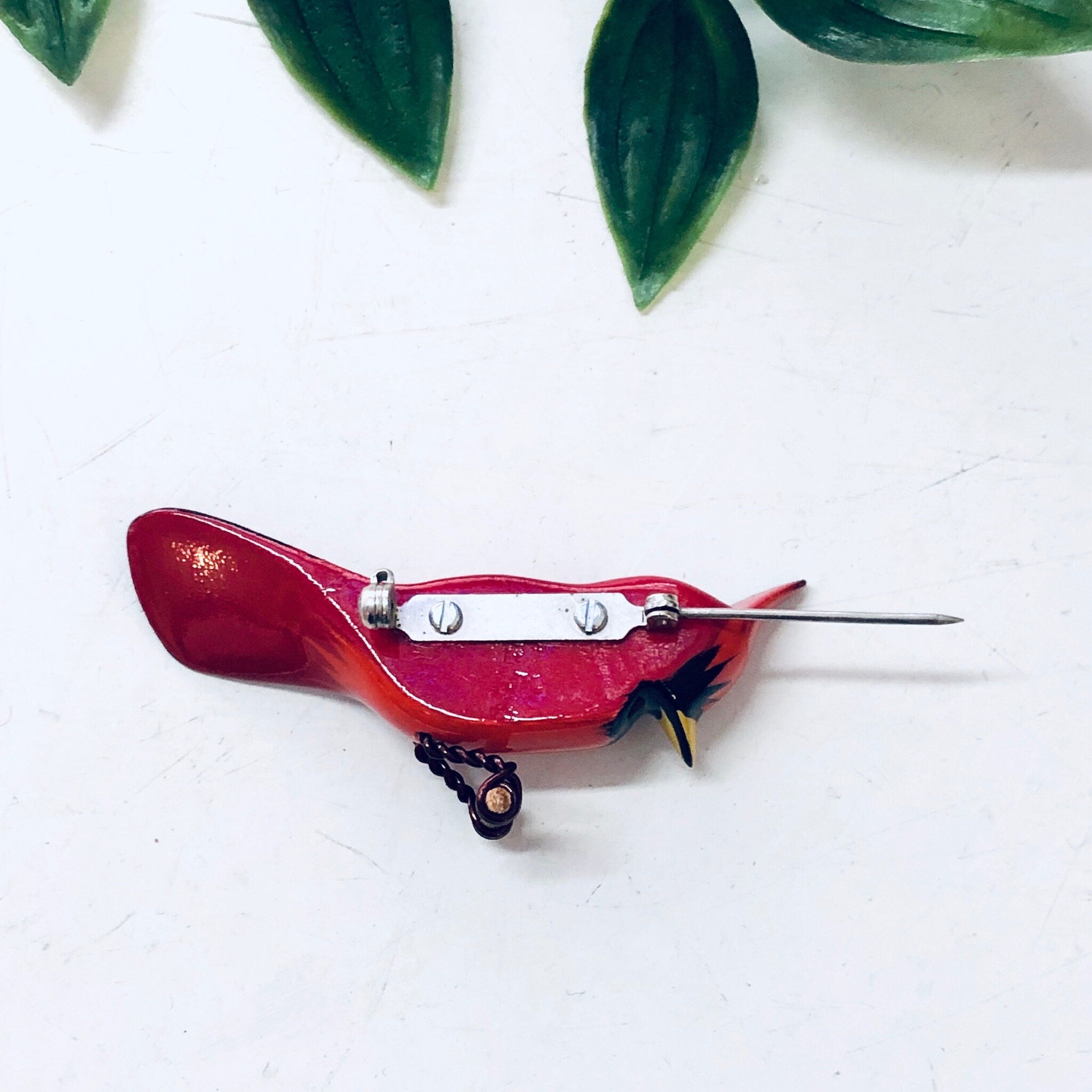 Vintage Brooch, Bird Brooch, Cardinal Pin, Vintage Jewelry, Red Cardinal, Bird Jewelry, Animal Jewelry, Small Pin, Bird Watcher, Perch Bird