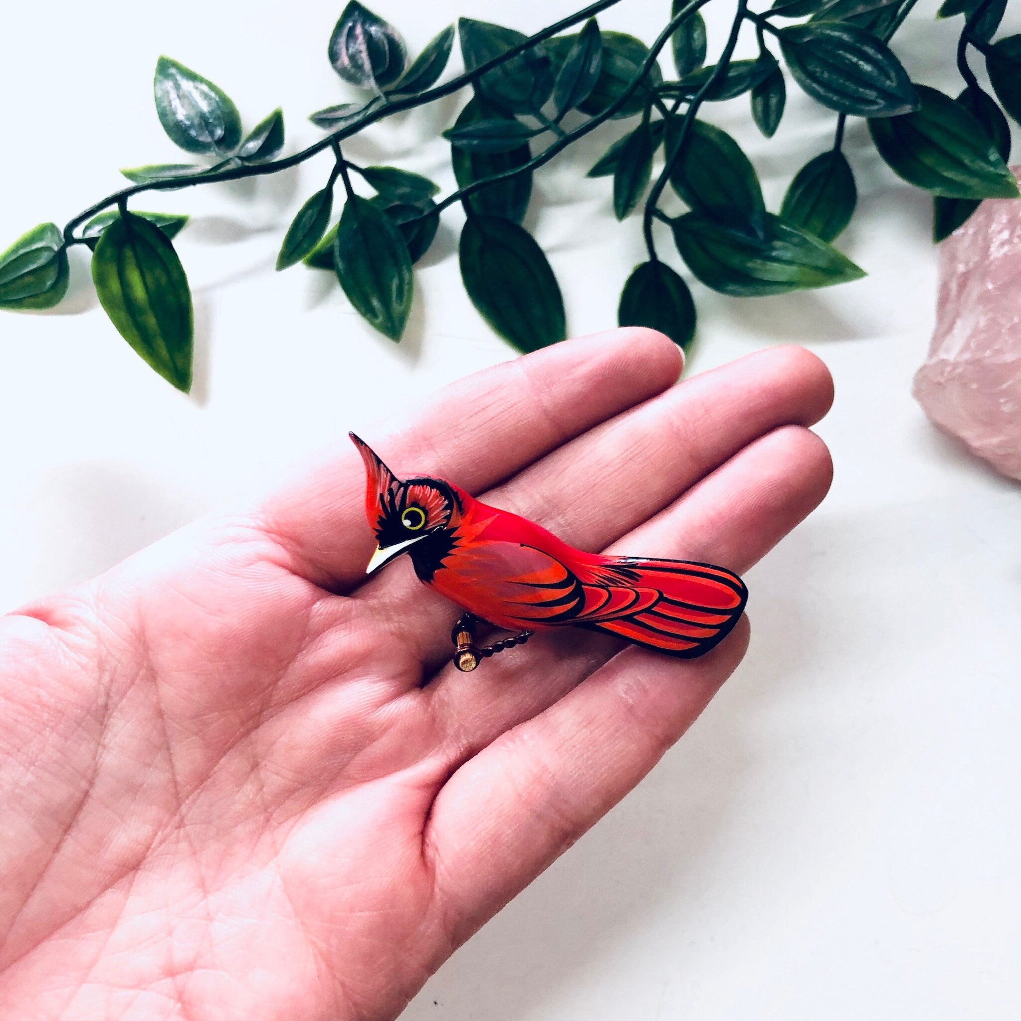 Vintage Brooch, Bird Brooch, Cardinal Pin, Vintage Jewelry, Red Cardinal, Bird Jewelry, Animal Jewelry, Small Pin, Bird Watcher, Perch Bird