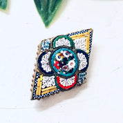 Vintage Brooch, Millefiori Pin, Mosaic Brooch, Vintage Jewelry, Made in Italy, Gold Toned Pin, Vintage Pin, Unique Jewelry, Colorful Pin